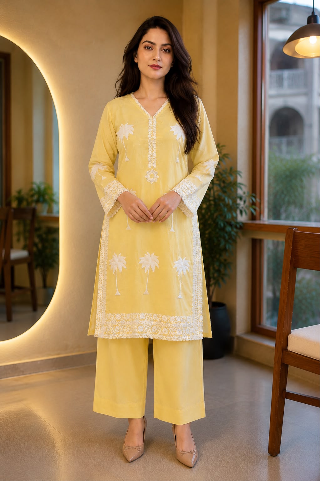 Golden Bloom | Premium Pastel Yellow 2-Piece Lawn Suit