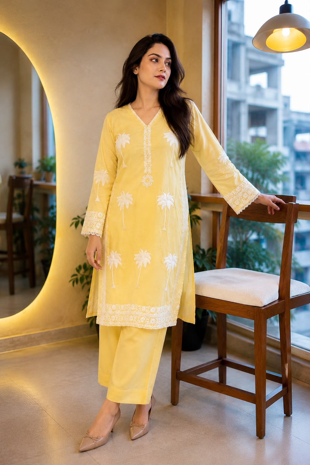 Golden Bloom | Premium Pastel Yellow 2-Piece Lawn Suit
