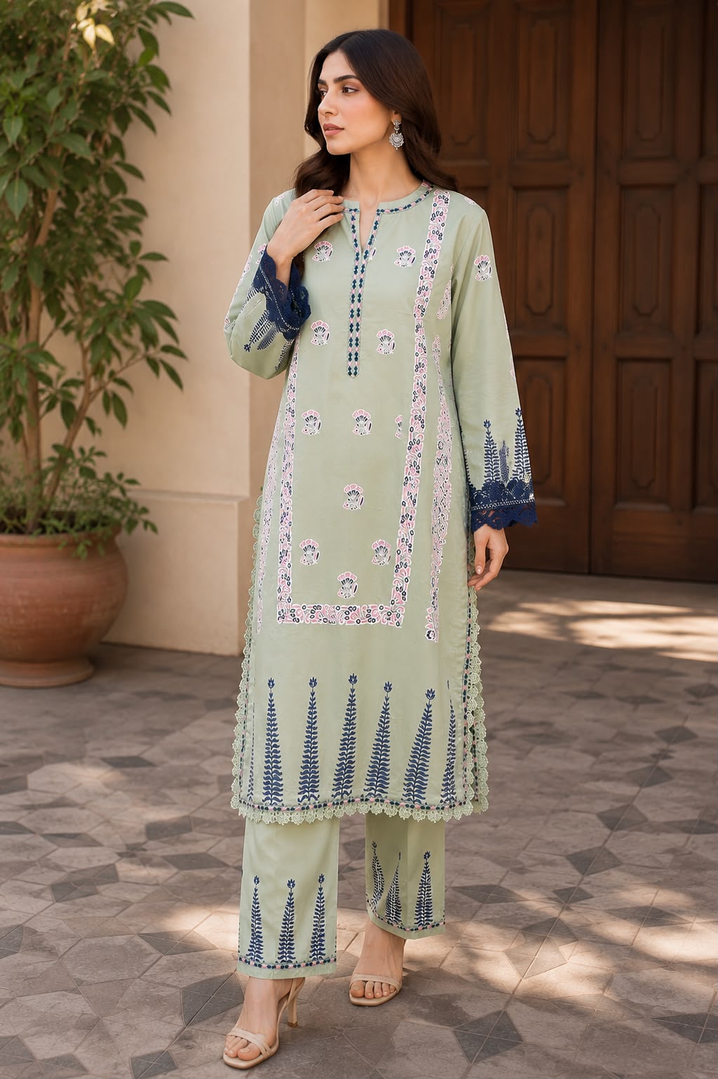 Sage Serenity Printed Cord Set