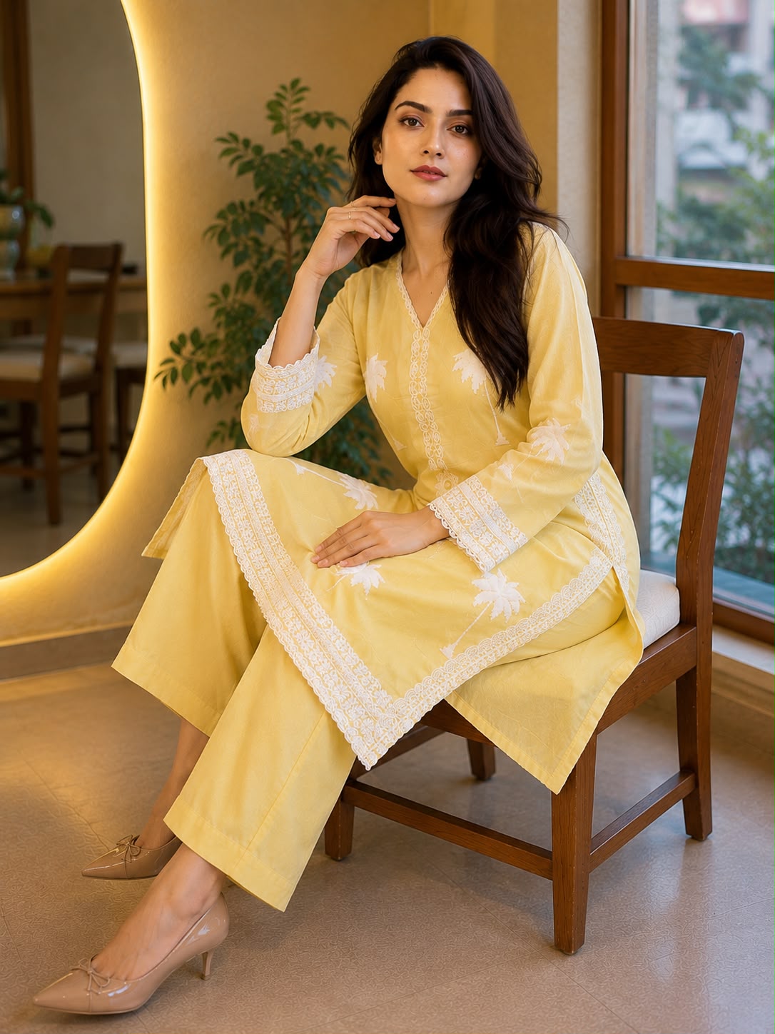 Golden Bloom | Premium Pastel Yellow 2-Piece Lawn Suit