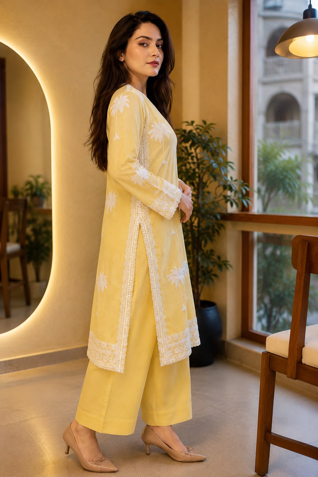 Golden Bloom | Premium Pastel Yellow 2-Piece Lawn Suit