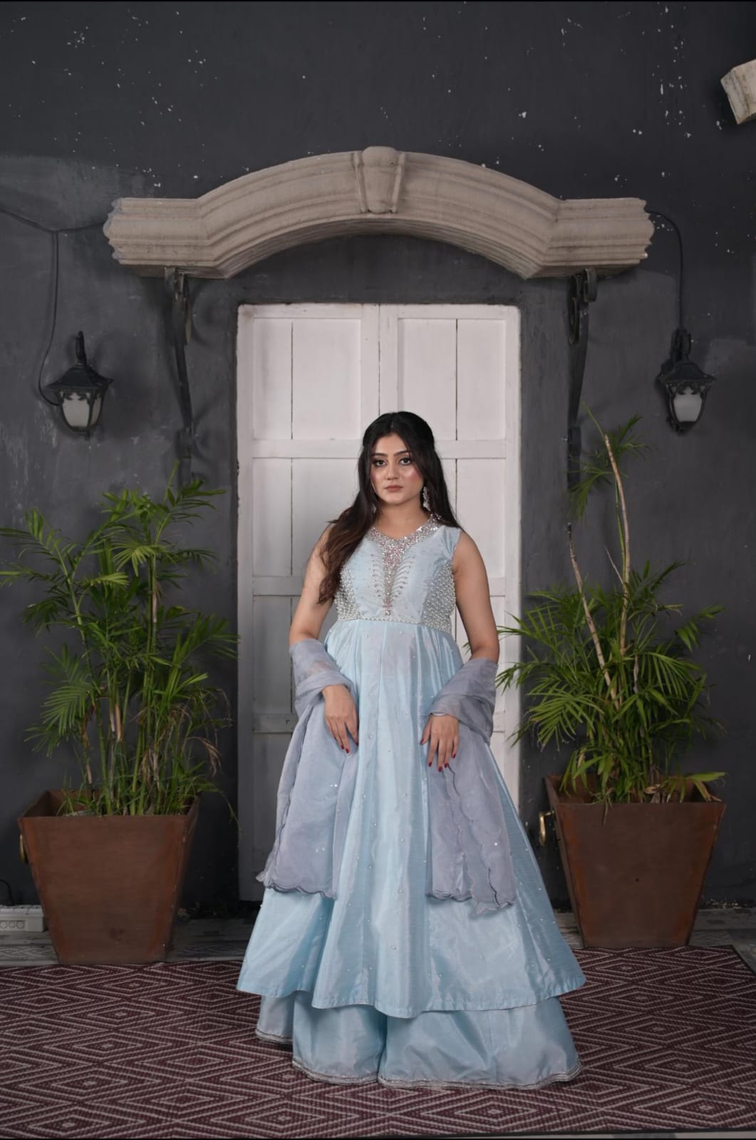 Blue Sapphire Embellished Maxi