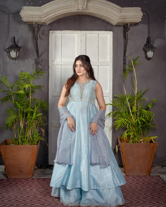 Blue Sapphire Embellished Maxi