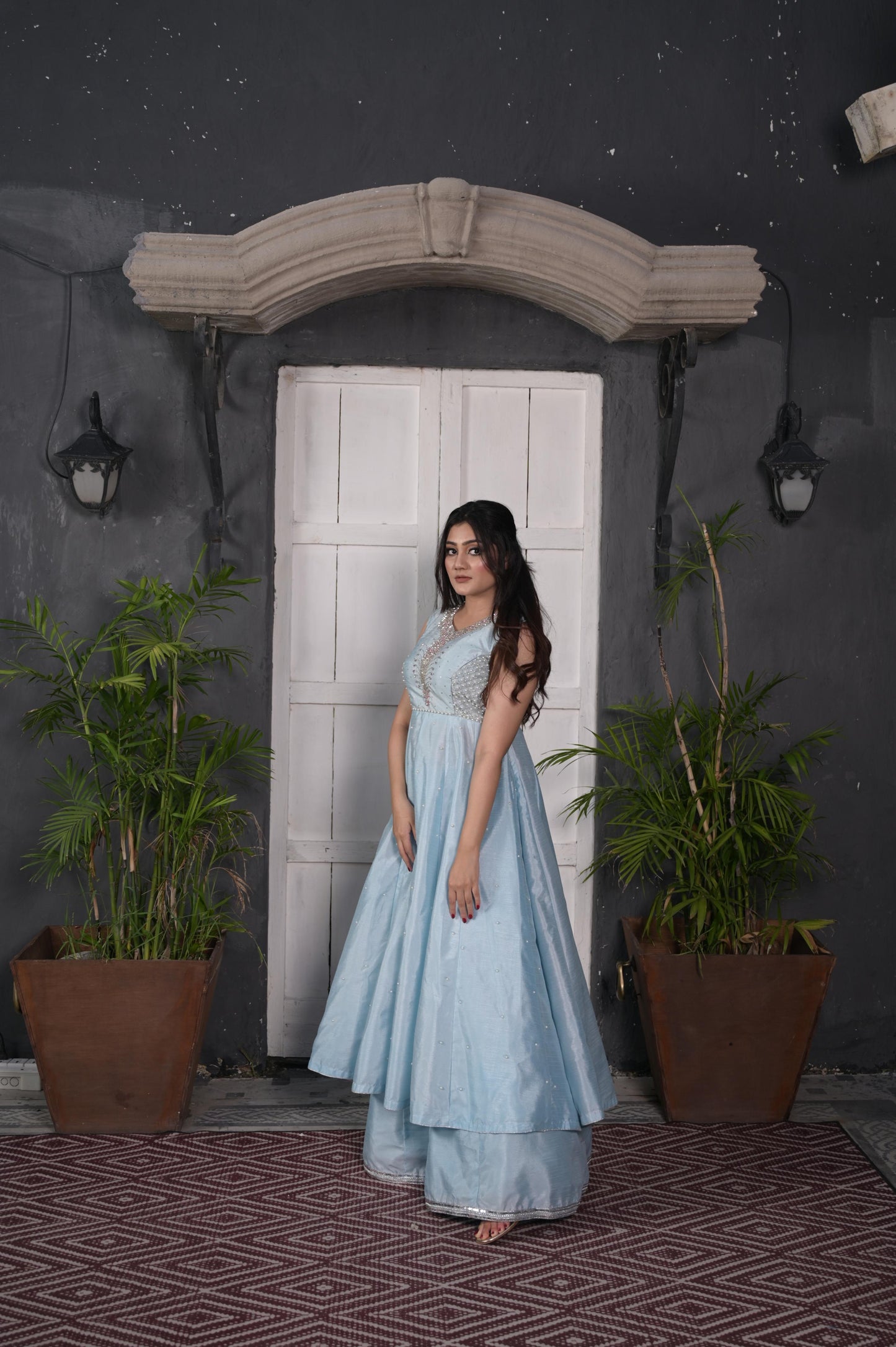 Blue Sapphire Embellished Maxi
