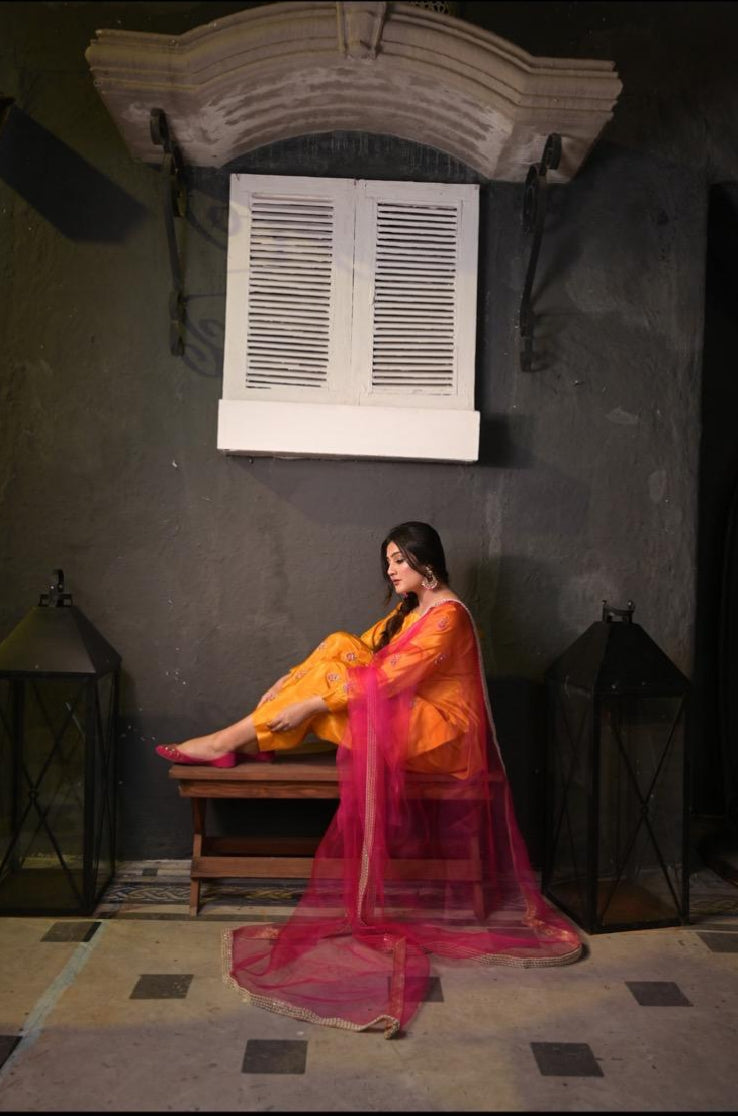 Saffron Kurti Set