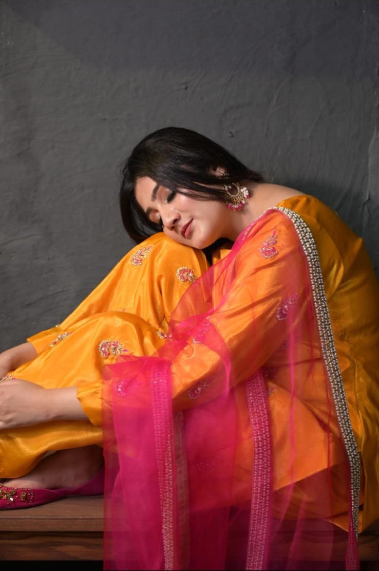 Saffron Kurti Set